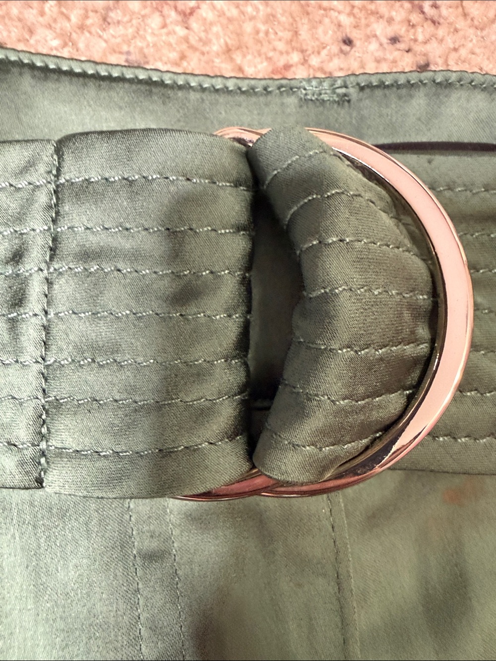 White House Black Market Dark Olive Belted Silky Cargo Shorts 2 - Picture 3 of 6